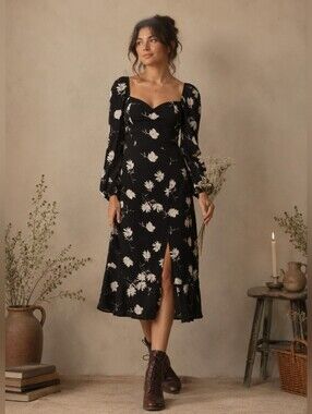 NWT BOG Collective Dress Size L Floral Band Of Gypsies Country Prairie Feminine